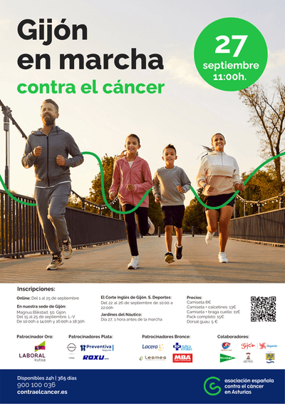 Cartel de Gijón En Marcha Contra el Cáncer 2026